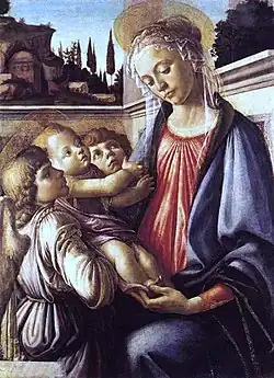 La Vierge à l'Enfant avec deux anges, Sandro Botticelli, vers 1469.