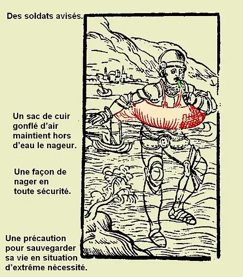 Bouée pour soldat en armure, par Olaus Magnus