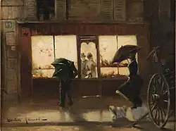 Boulangerie, non daté, huile sur toile, 24,5&nbsp;×&nbsp;32&nbsp;cm, citée par artnet.