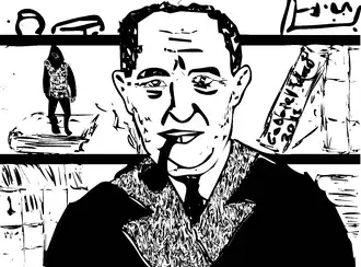 Dessin d'un homme fumant la pipe.