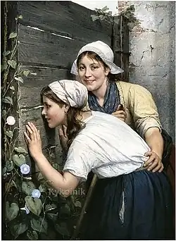 Jeter un œil (vers 1875).