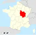 Carte situant la Bourgogne en France