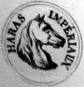 Bouton d'argent avec l'inscription « Haras impériaux »