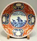 Bol. Une tempête sur la mer. Porcelaine d'Arita, Imari, XVIIe – XVIIIe&nbsp;siècle. Époque d'Edo. Musée national de Tokyo.