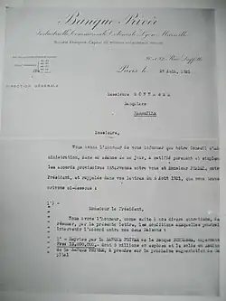 Lettre d'affaire tapée à la machine.