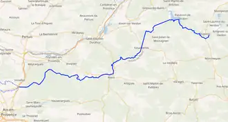 La branche mère de 82 km sur un fond de carte Wikimedia.