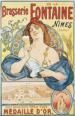 Brasserie de la Fontaine, affiche lithographiée (1901).