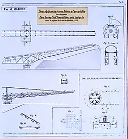 Brevet Marolle appliqué à la construction des excavateurs et transporteurs à lames flexibles destinés aux grands travaux de terrassement.