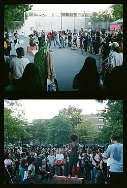 Tirage de 24x36mm d'une pellicule 35mm utilisée avec un appareil demi-format, deux vues de 18x24mm.