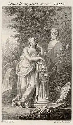 Talía, gravure d'après un dessin de Luis Paret y Alcázar (1794, Bibliothèque nationale d'Espagne).