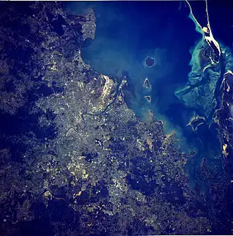 Vue satellite de la métropole de Brisbane.