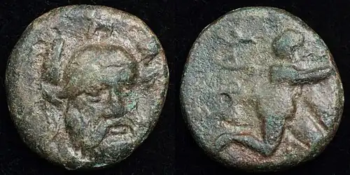 Monnaie de bronze de la cité d'Ophrynéion en Troade, considérée par les mythographes antiques comme le lieu de la tombe d'Hector (350-300 av. J.-C.).