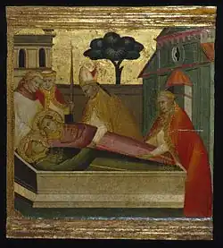 Lorenzo di Niccolò, Saint Laurent enterré dans le tombeau de saint Étienne, 1410-1414.
