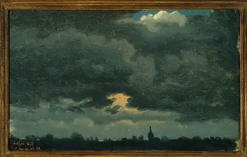 Ciel orageux sur un paysage avec une église au loin, collection Brooklyn Museum.