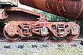 Bogie à trois essieux d'un wagon-torpille.