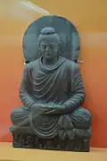 Buddha en méditation.  Gandhara IIe&nbsp;siècle. Schiste. Loriyan Tangai. Musée Indien, Calcutta