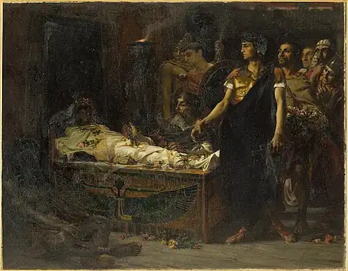 Tableau représentant Auguste honorant la momie d'Alexandre
