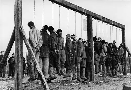 Exécution de partisans (Russie, janvier 1943).