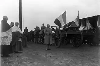 Discours du général Degoutte à Gelsenkirchen-Buer devant les cercueils d'officiers français, en mars 1923.