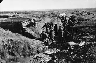 Photo d'un poste allemand de tranchées, pris en 1917 sur le secteur Croisilles - Bullecourt.