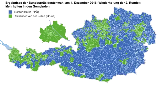 Candidat arrivé en tête par commune