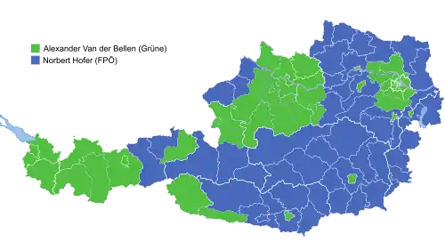 Candidat arrivé en tête par district