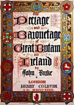 Couverture du Burke's Peerage, 1826.