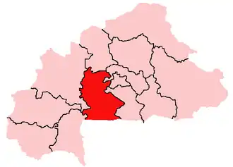 Le diocèse sur une carte du Burkina Faso