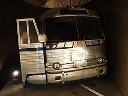 L'un des bus Greyhound utilisés lors des Freedom Rides (voyages de la liberté) de 1961 et attaqués par des manifestants blancs en Alabama.