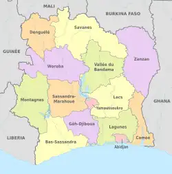 Régions de Côte d'Ivoire en 2014