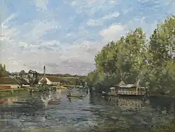 La Grenouillère à Bougival, 1869, (titre inexact) par Camille Pissarro