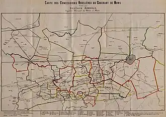 Carte des concessions houillères du couchant de Mons