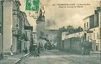 La Porte de Paris : départ du tramway de Villeréal.