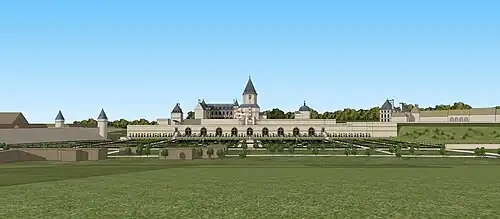 Restitution de la vue depuis la colline située en face du château de Châtillon-Coligny, XVIIe siècle.