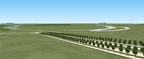 Schéma de la vue depuis le Bastion des Capucins, jardins du château de Meudon, vers 1700.