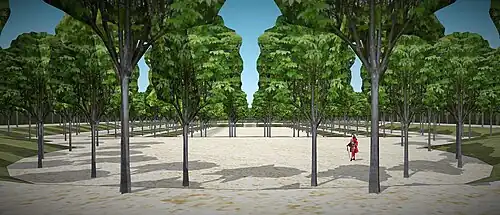 Salle des marronniers de Choisy, vue depuis le fond.