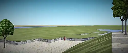 Vue panoramique de Choisy (3) depuis le Vertugadin, vers 1690.