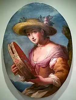 Jeune fille au tambourin par Antonio Zanchi