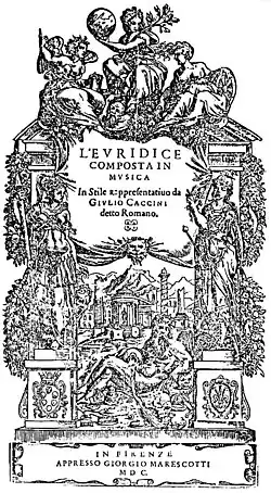Frontispice de l'Euridice de Giulio Caccini