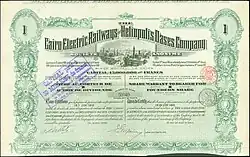 Action de la Cairo Electric Railways and Heliopolis Oases Company en date du 15 mars 1906