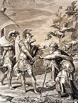 Calaïs et Zétès délivrent Phinée des Harpies, illustration des Métamorphose d'Ovide, Bernard Picart (1673–1733)