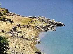 La rive Nord en basses eaux en août 2005