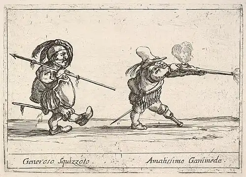 Estampe faisant partie des Six grotesques, d'après les figures de Jacques Callot (1684, Metropolitan Museum of Art).