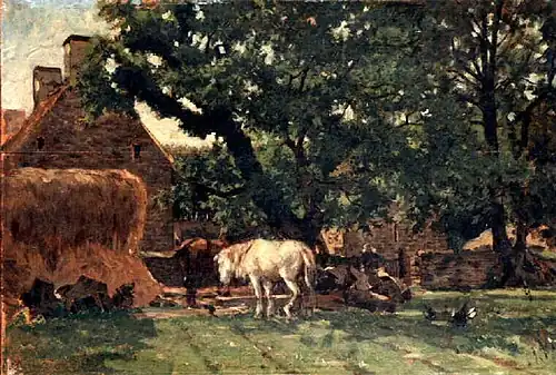 Camille Bernier : Chevaux près des châtaigniers de Kerlagadic (à Bannalec).