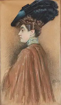 Portrait d'une élégante, pastel.