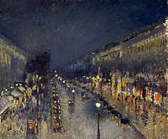Camille Pissarro - Le Boulevard Montmartre la nuit (1898)