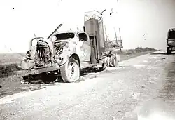 Le camion des artificiers après l’attaque du 28 août.
