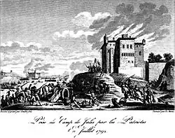 Destruction du Château le douze Juillet 1792.
