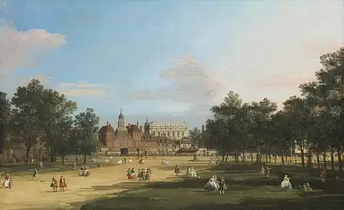 L'Ancienne salle des banquets des gardes à chevalà Whitehall, vue de St James's Parkvers 1749, Collection privée.