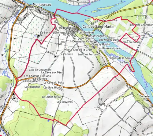 Carte représentant le territoire de communes limitrophes
